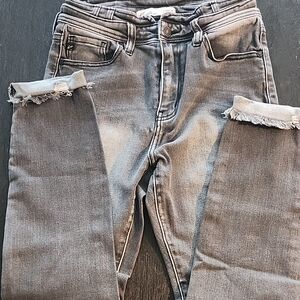 KanCan Light Gray Distressed Ankle Jeans